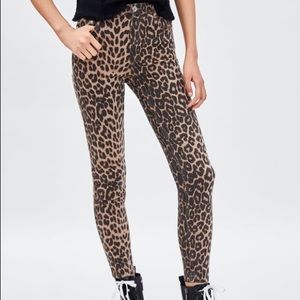 Zara High Waist Leopard Skinny Jeans